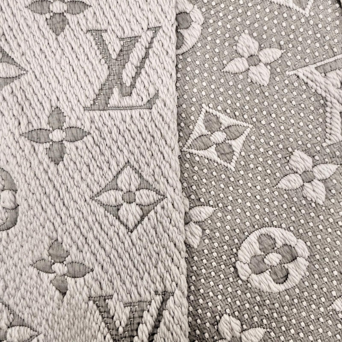 Louis Vuitton Echarpe Logomania Wool Silk Scarf With Fringe Gray — view 5