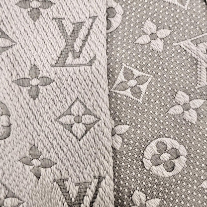 Louis Vuitton Echarpe Logomania Wool Silk Scarf With Fringe Gray — view 5