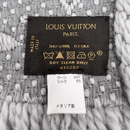 Louis Vuitton Echarpe Logomania Wool Silk Scarf With Fringe Gray — view 6