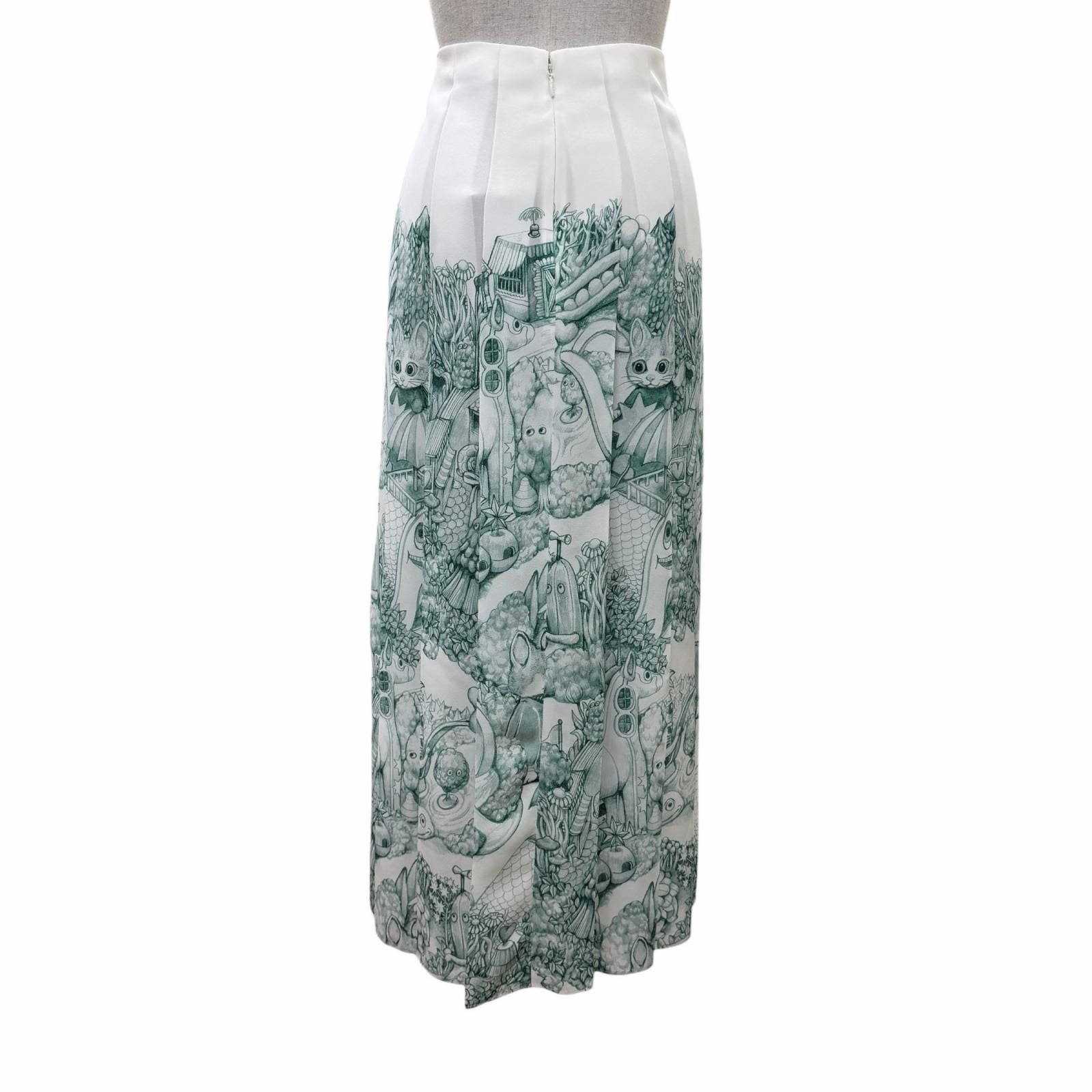 Gucci Yuko Higuchi 100% Silk Long Length Pleated Skirt White 40 — view 4