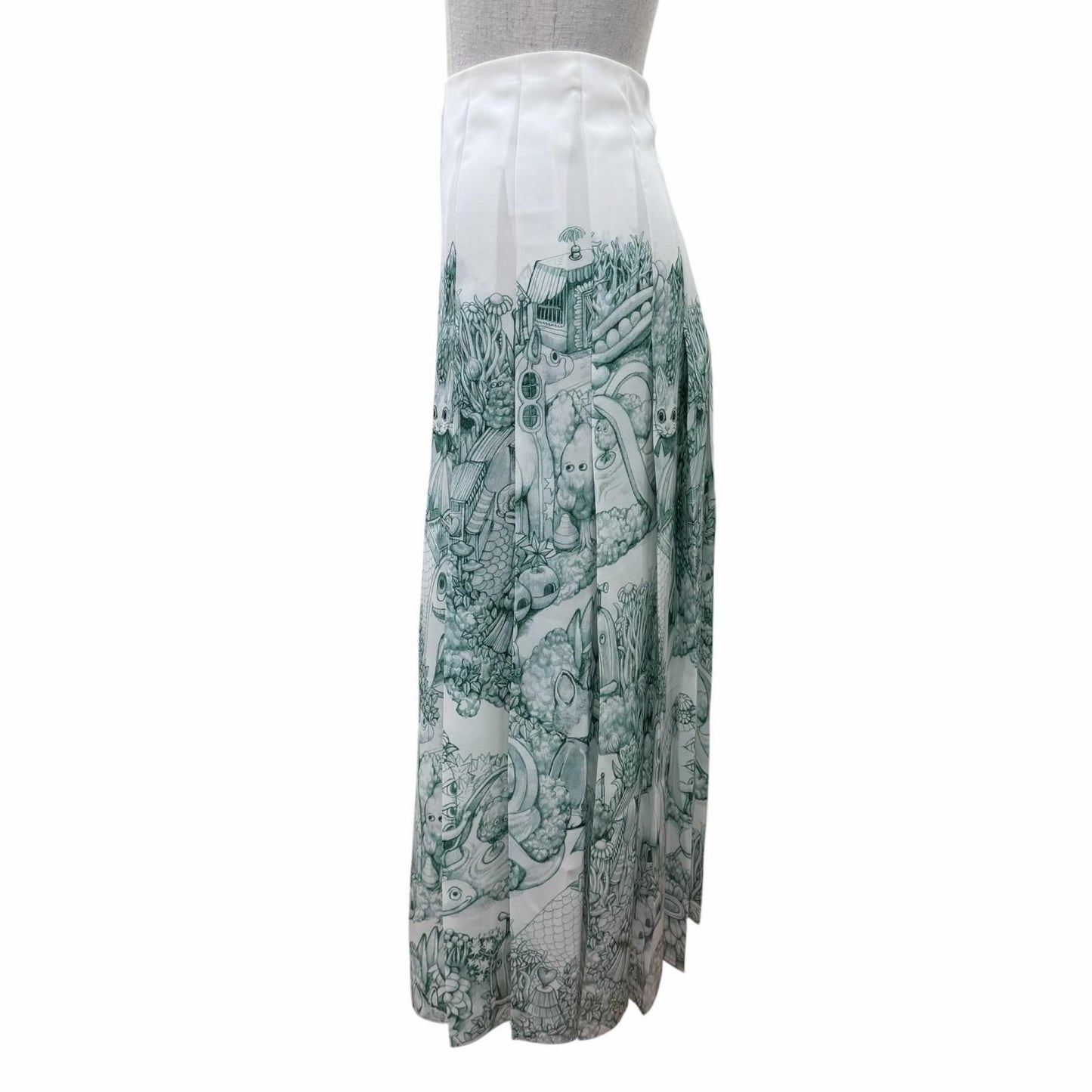 Gucci Yuko Higuchi 100% Silk Long Length Pleated Skirt White 40 — view 3