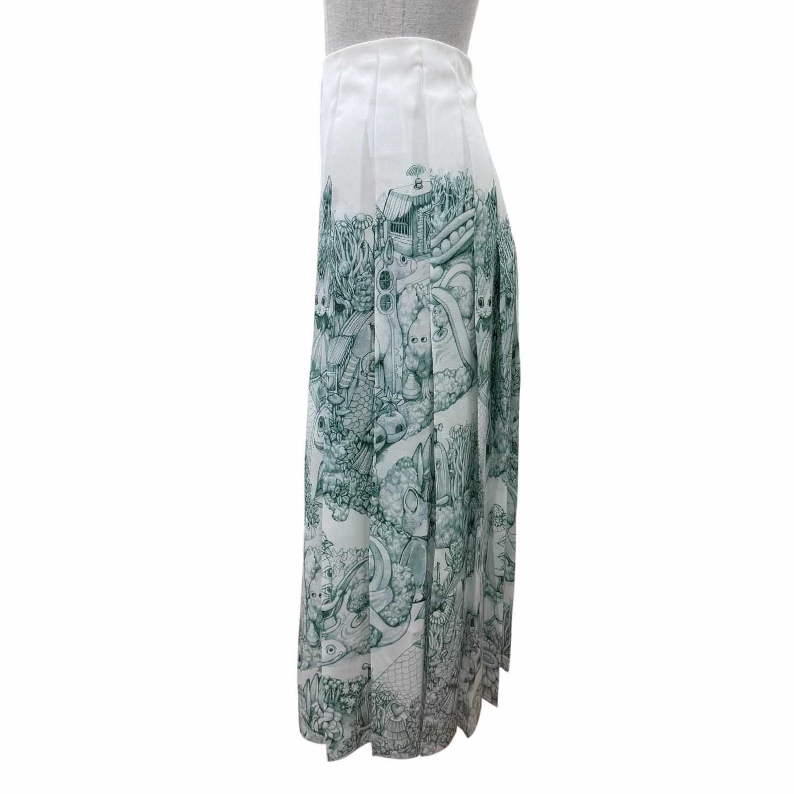 Gucci Yuko Higuchi 100% Silk Long Length Pleated Skirt White 40 — view 3