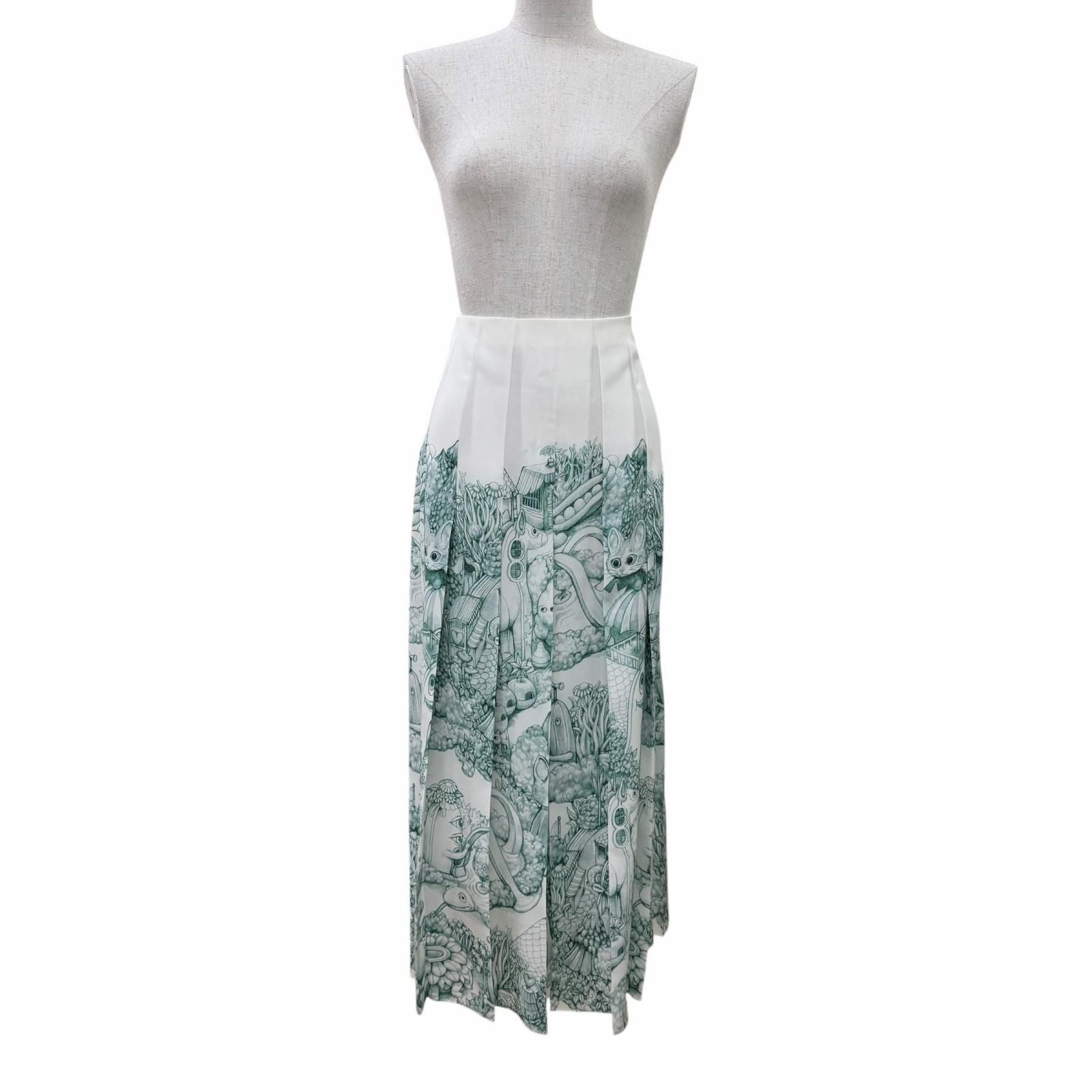 Gucci Yuko Higuchi 100% Silk Long Length Pleated Skirt White 40 — view 2