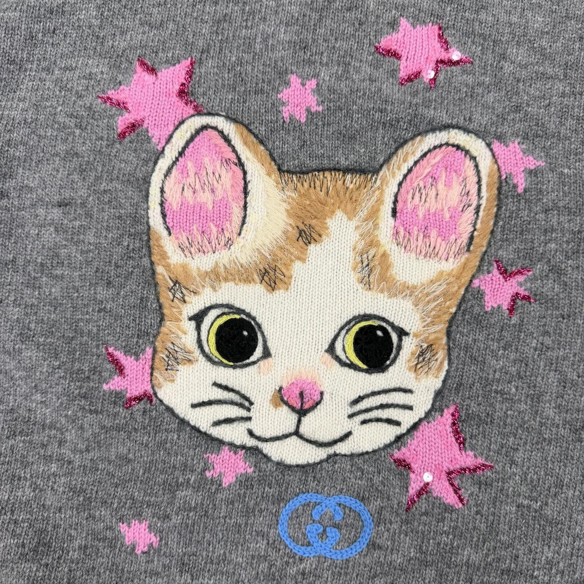 Gucci Yuko Higuchi Wool GG Embroidery Long Sleeve Knit Gray XS Sweater — view 5