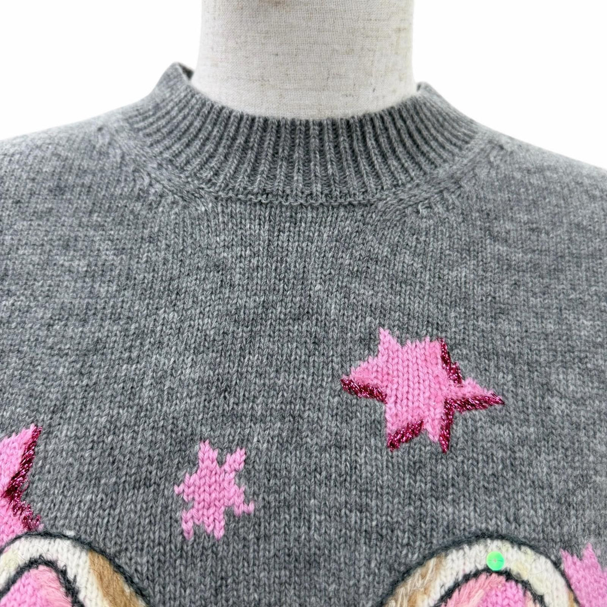 Gucci Yuko Higuchi Wool GG Embroidery Long Sleeve Knit Gray XS Sweater — view 4