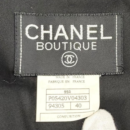 Chanel Vintage Wool CC Logo Button Lame Tweed Jacket Black 40 — view 7