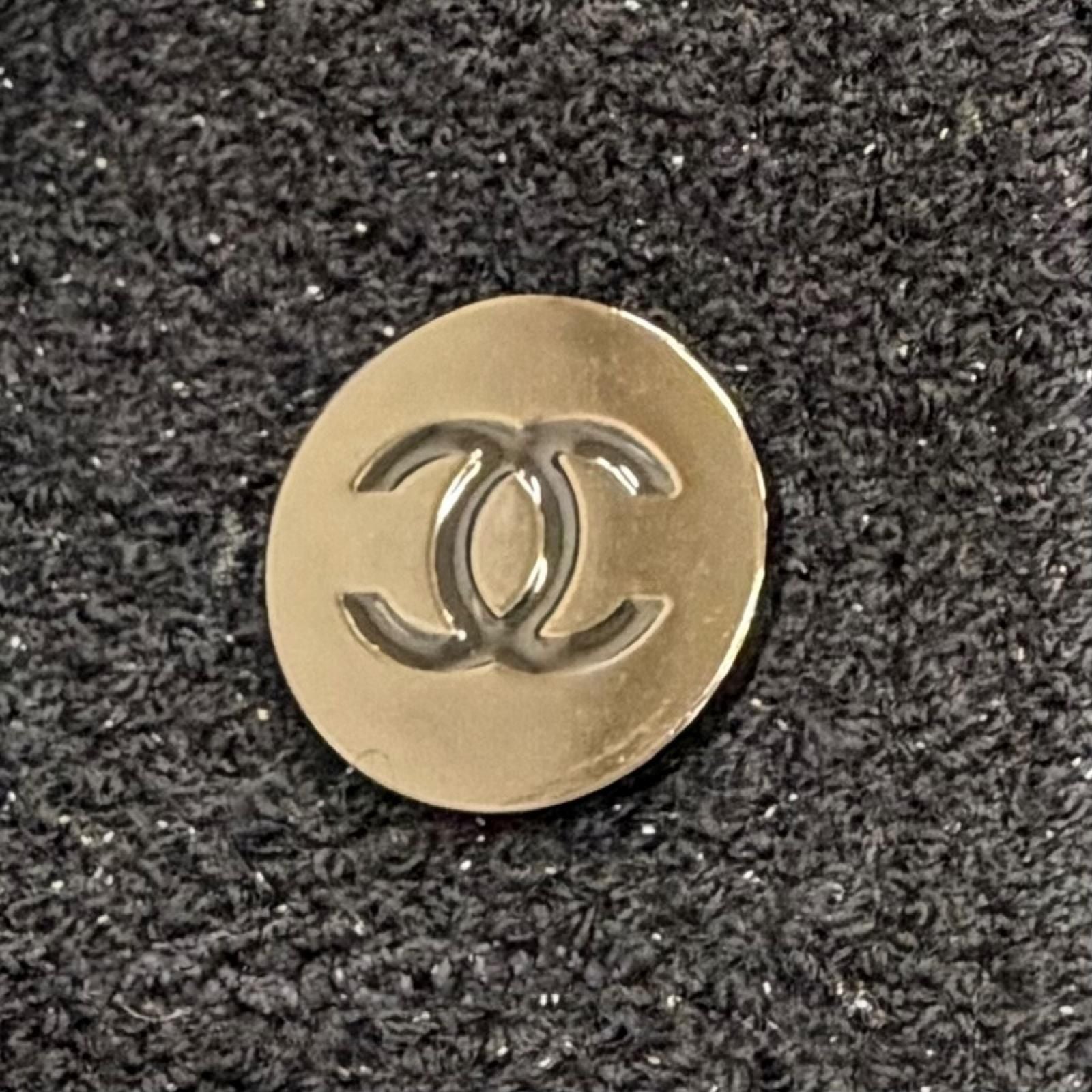 Chanel Vintage Wool CC Logo Button Lame Tweed Jacket Black 40 — view 6