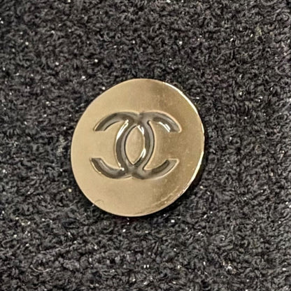 Chanel Vintage Wool CC Logo Button Lame Tweed Jacket Black 40 — view 6
