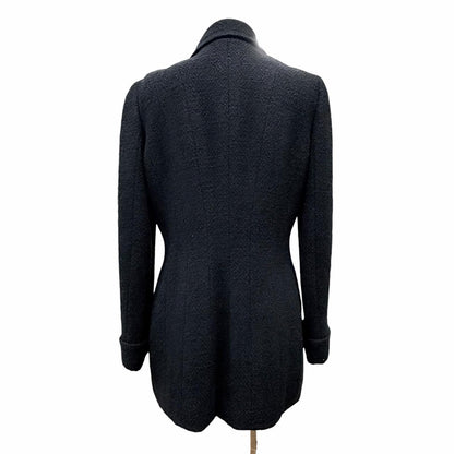 Chanel Vintage Wool CC Logo Button Lame Tweed Jacket Black 40 — view 3
