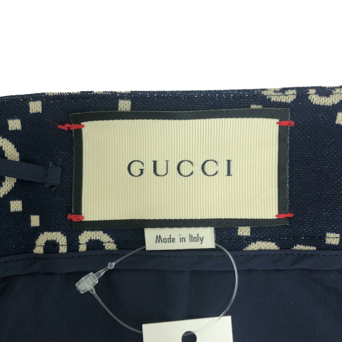 Gucci Cotton GG Logo All Over Print Side Line Pants 40 Navy Beige — view 6