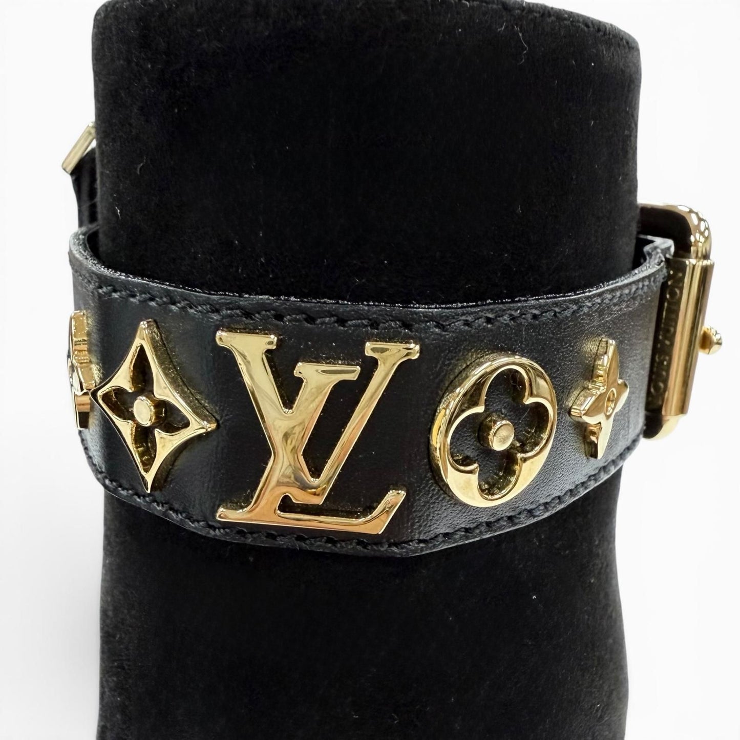 Louis Vuitton Silhouette Line Suede Leather Monogram Flower Heels LV Logo Short — view 8