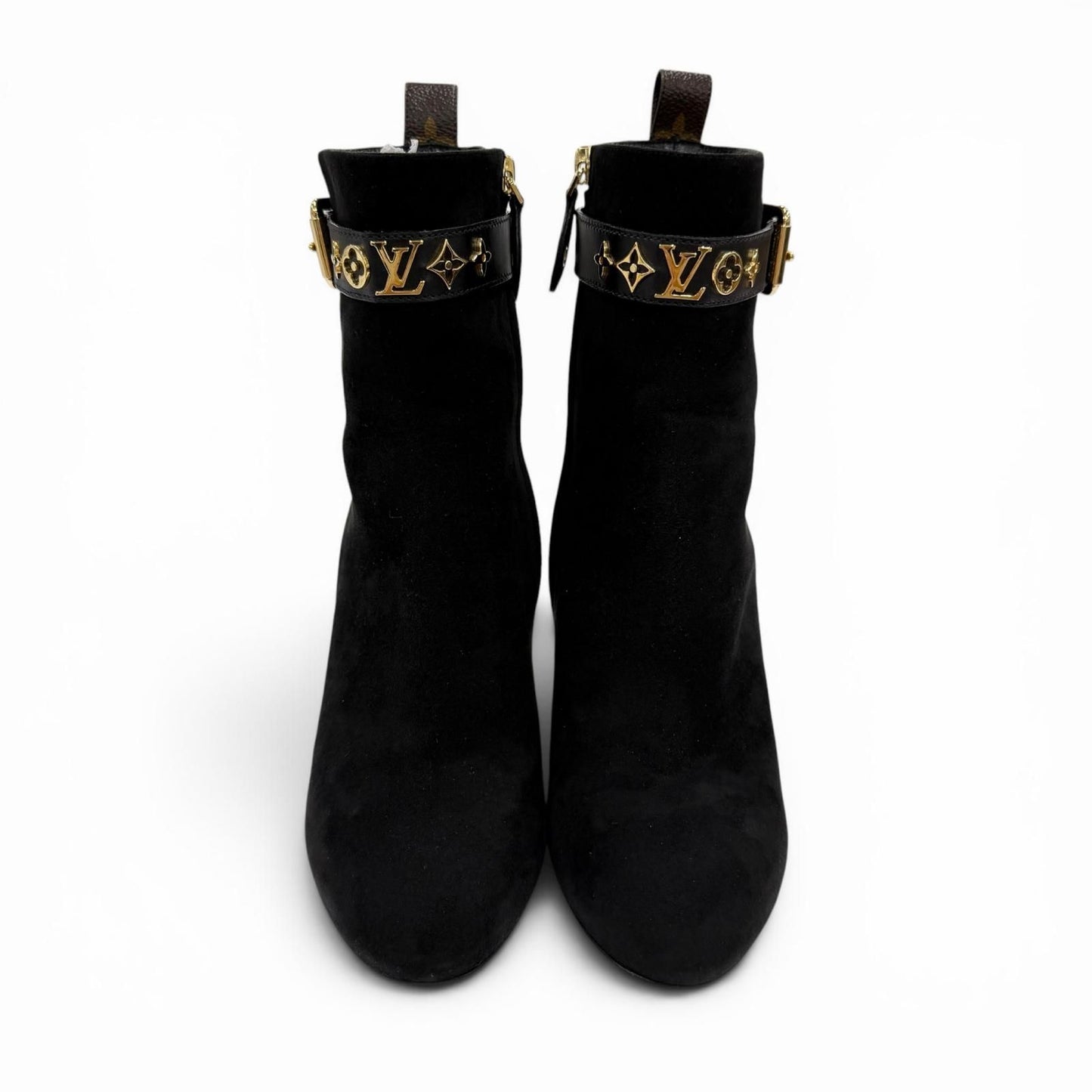 Louis Vuitton Silhouette Line Suede Leather Monogram Flower Heels LV Logo Short — view 6