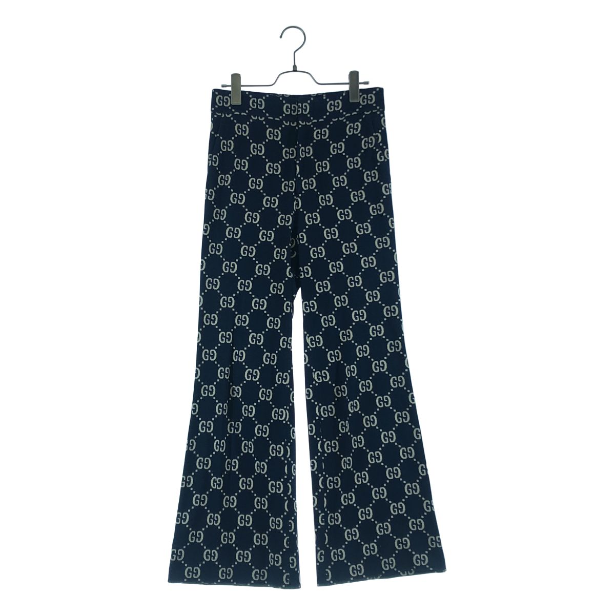 Gucci Cotton GG Logo All Over Print Side Line Pants 40 Navy Beige
