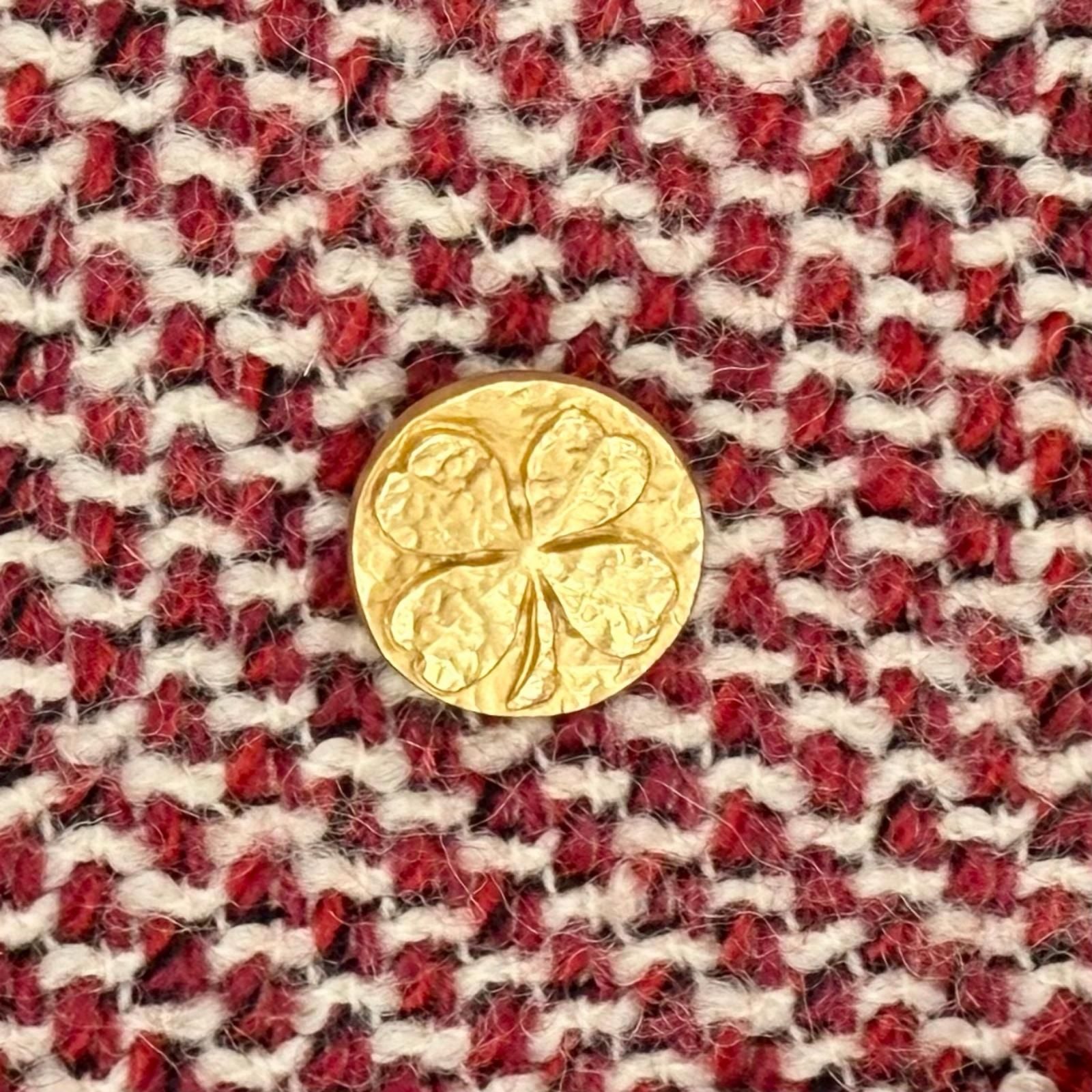Chanel Boutique Vintage Wool Clover Button Tweed Jacket Red 38 — view 6
