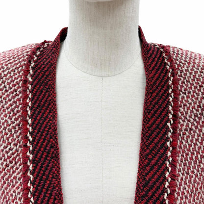 Chanel Boutique Vintage Wool Clover Button Tweed Jacket Red 38 — view 4