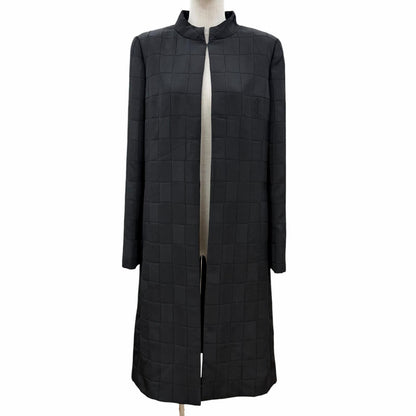 Chanel 00A Vintage Lining 100% Silk Sleeves with CC Logo Stand Collar Long Coat