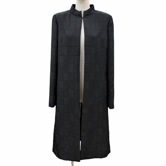 Chanel 00A Vintage Lining 100% Silk Sleeves with CC Logo Stand Collar Long Coat