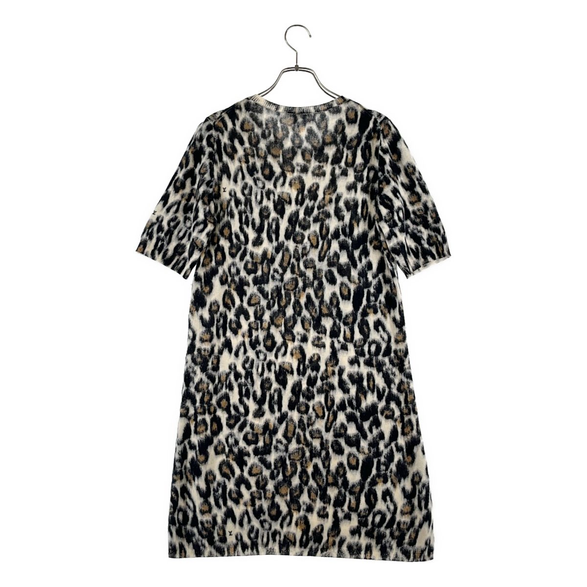 Louis Vuitton Cashmere Leopard Short Sleeve Knit Dress M Brown Off White — view 5