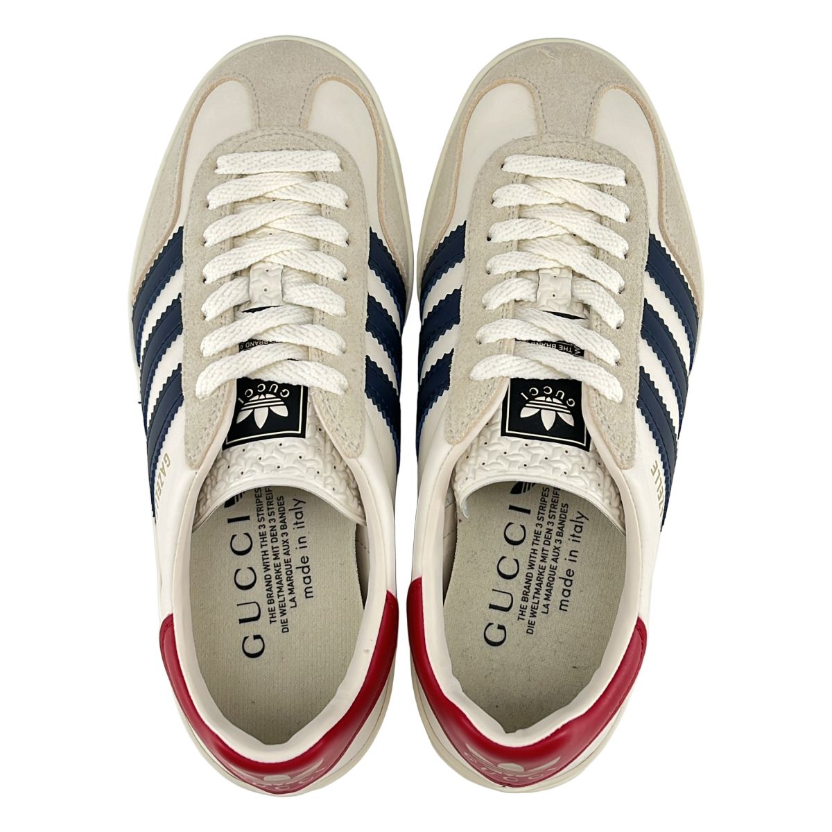 Gucci Adidas Wmns Gazelle Sneakers Beige Navy — view 4