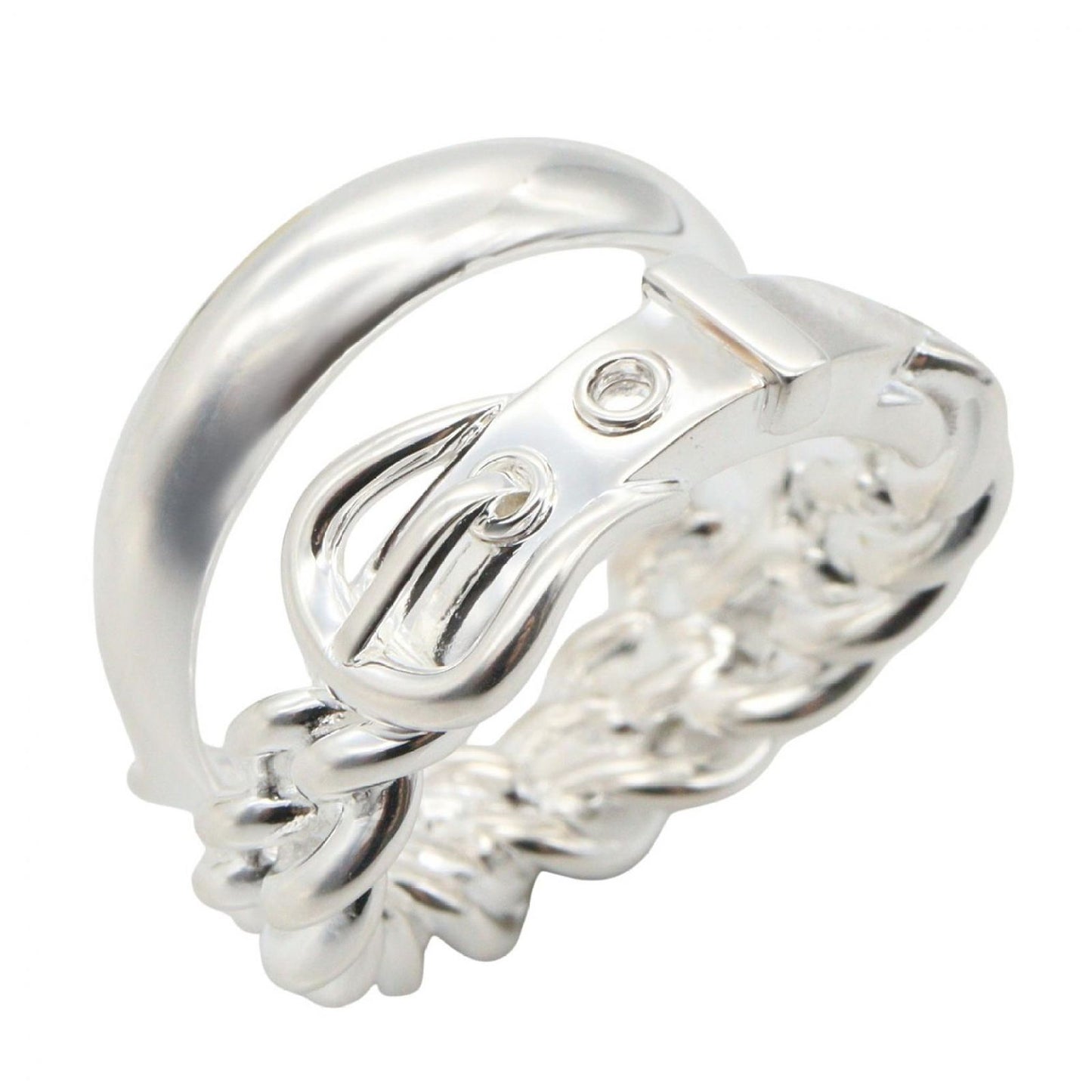 Hermes Ring Boucles Sellier Inflexible 925 Sterling Silver