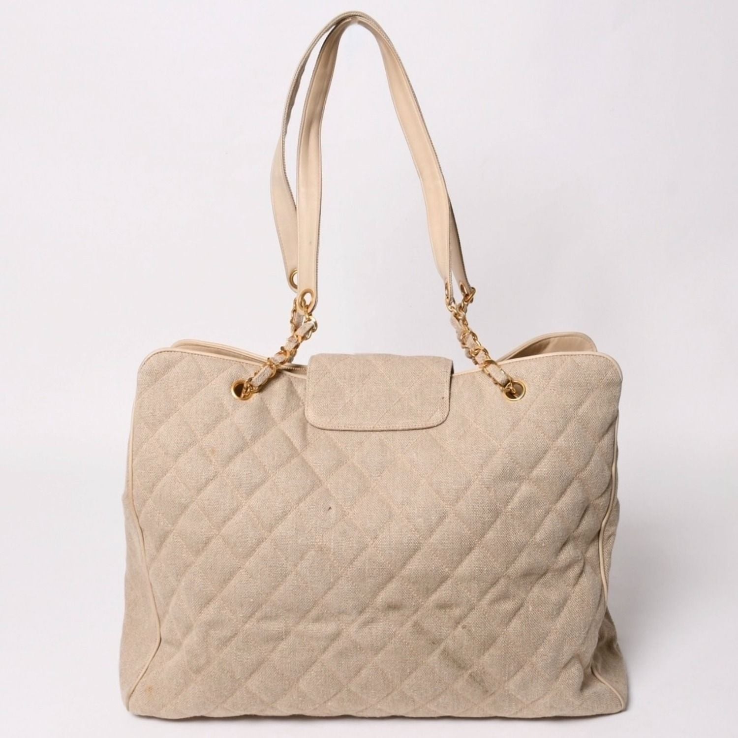 Chanel Supermodel XL Chain Tote Bag Linen CC Logo Coco Ball Beige — view 2