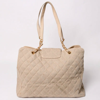 Chanel Supermodel XL Chain Tote Bag Linen CC Logo Coco Ball Beige — view 2