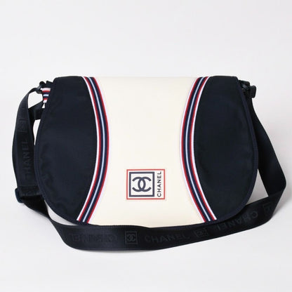 Chanel Sports Line Shoulder Bag CC Logo Navy Ivory Silver