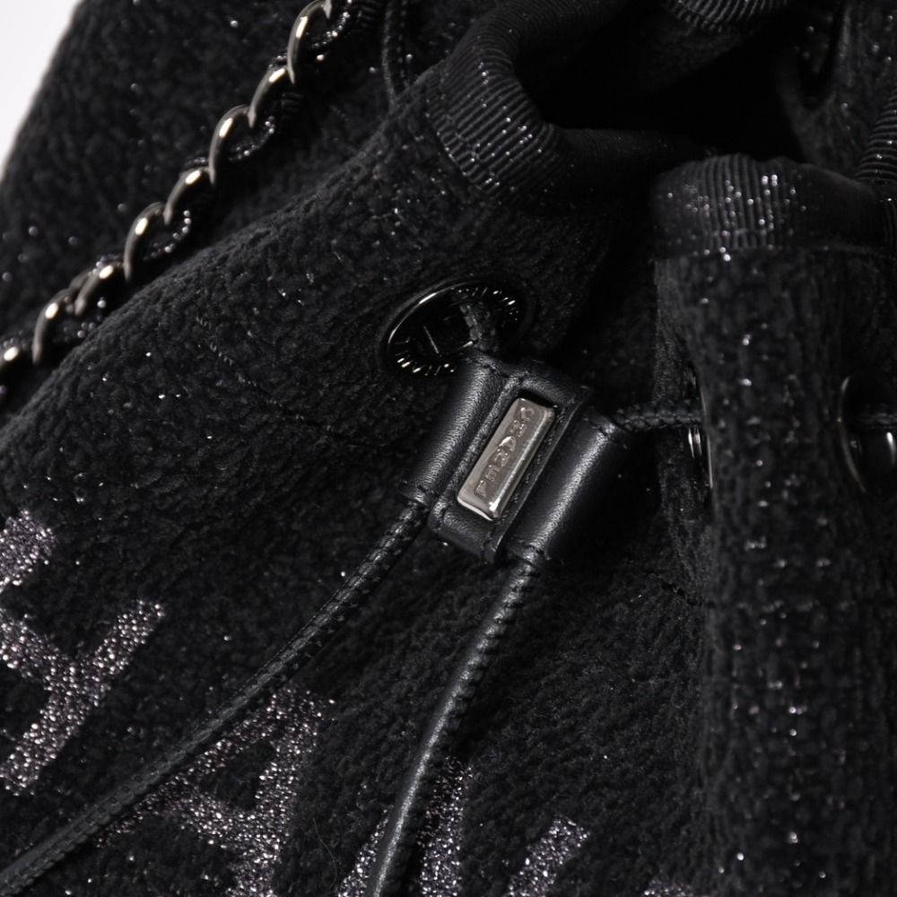 Chanel Deauville Chain Bag CC Logo Tweed Drawstring — view 6