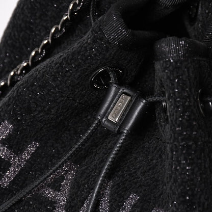 Chanel Deauville Chain Bag CC Logo Tweed Drawstring — view 6