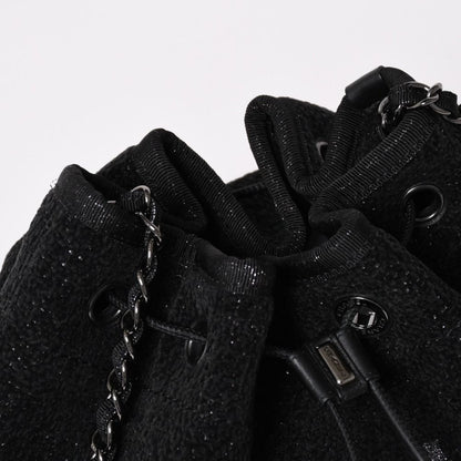 Chanel Deauville Chain Bag CC Logo Tweed Drawstring — view 5