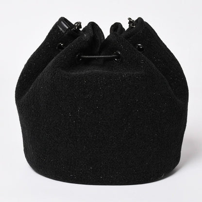 Chanel Deauville Chain Bag CC Logo Tweed Drawstring — view 2