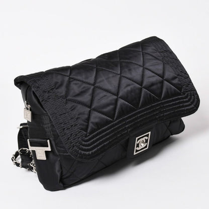 Chanel Sports Line CC Logo Backpack Chain Nylon Black Silver — view 3