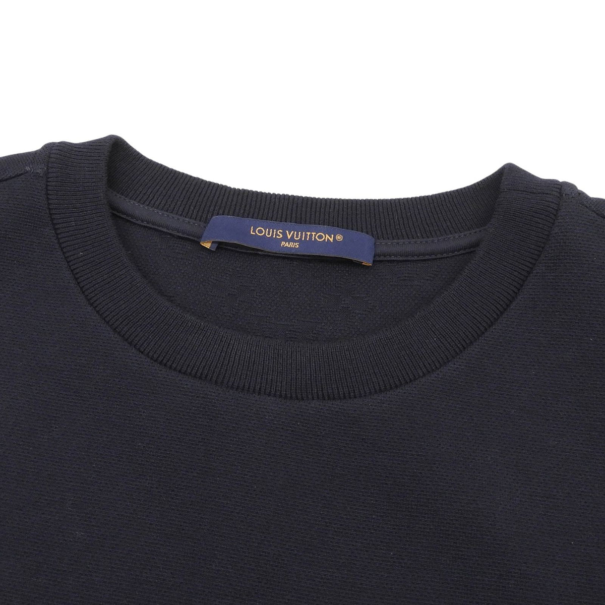 Louis Vuitton 100% Cotton Monogram Short Sleeve Knit Navy Sweater — view 3