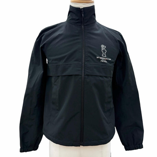 Prada America's Cup Logo Print Stand Collar Jacket Windbreaker Black XS