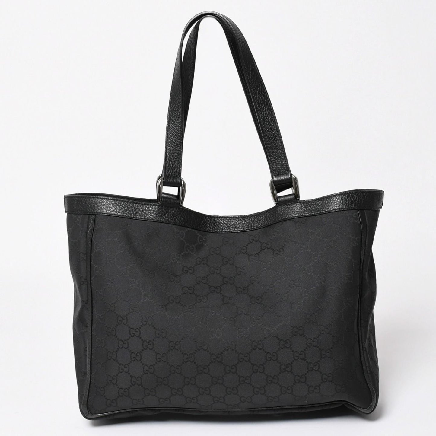 Gucci Abbey GG Nylon Canvas Pocket Tote Bag Black Silver — view 2