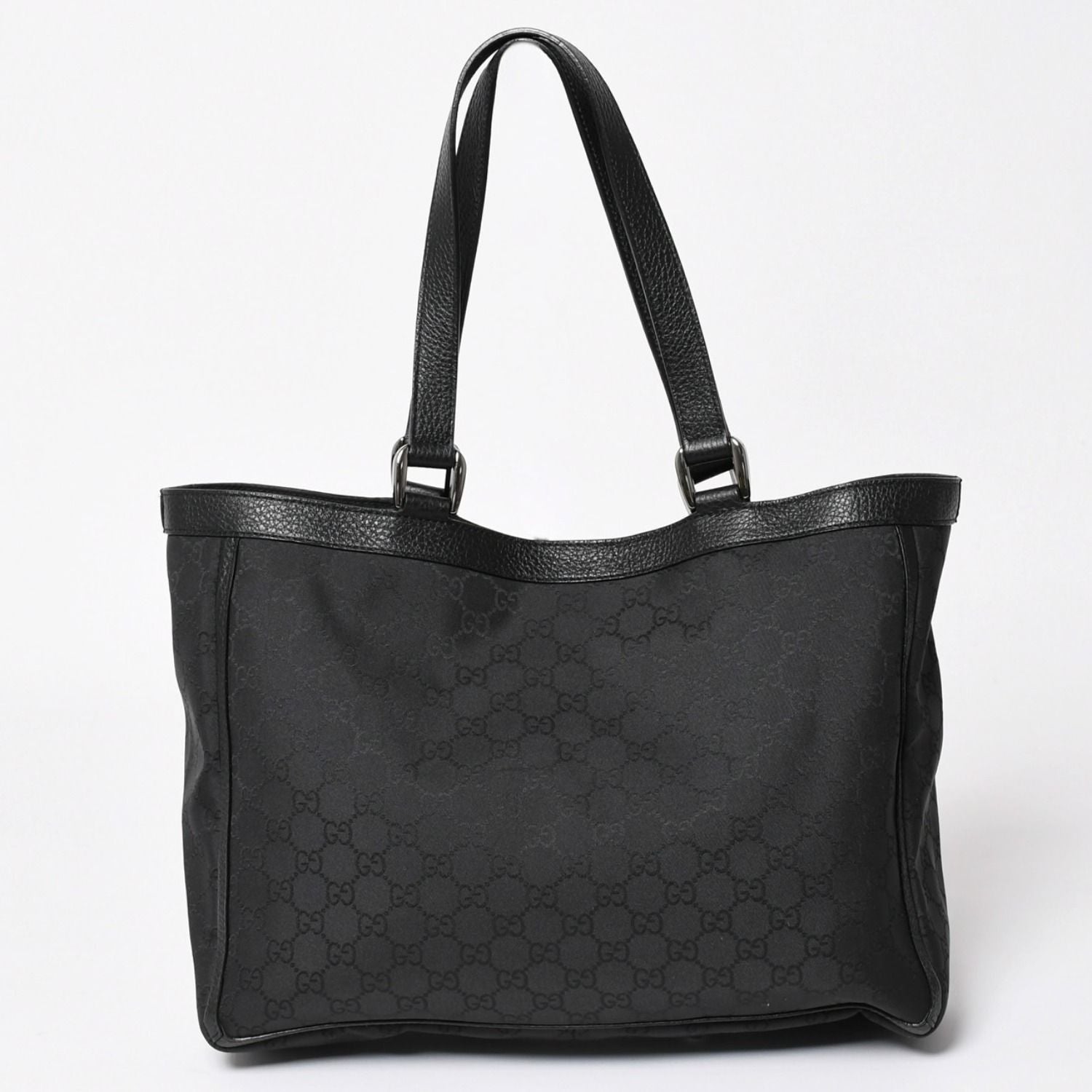 Gucci Abbey GG Nylon Canvas Pocket Tote Bag Black Silver — view 2
