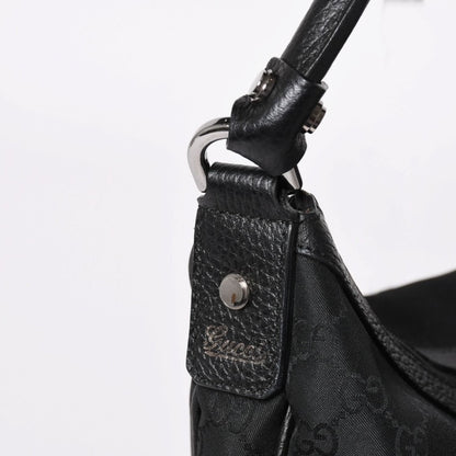 Gucci Hobo Handbag GG Canvas Leather Black Silver — view 4