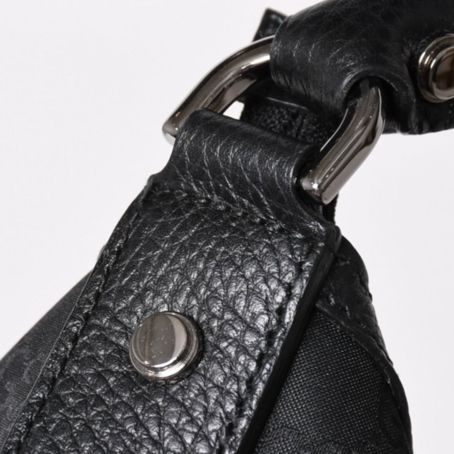 Gucci Hobo Handbag GG Canvas Leather Black Silver — view 5
