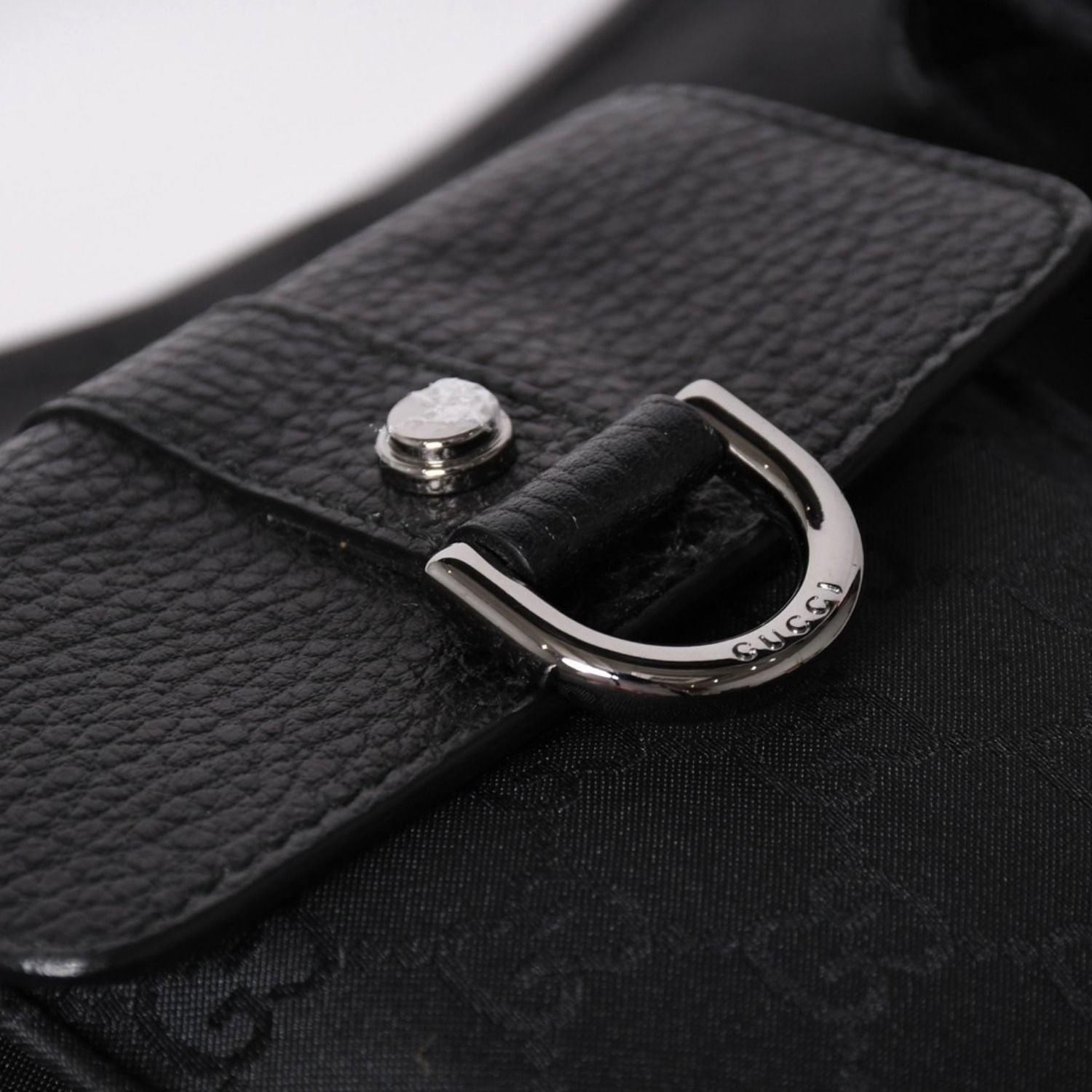 Gucci Hobo Handbag GG Canvas Leather Black Silver — view 7