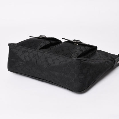 Gucci Hobo Handbag GG Canvas Leather Black Silver — view 8