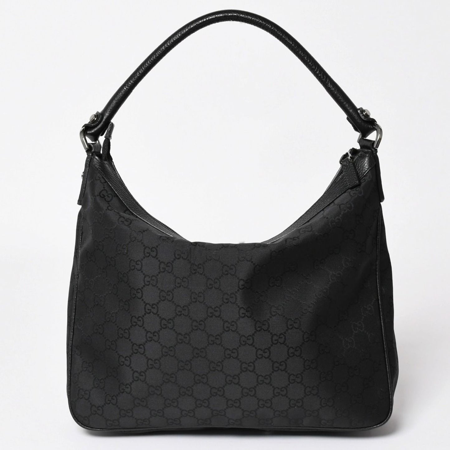 Gucci Hobo Handbag GG Canvas Leather Black Silver — view 2