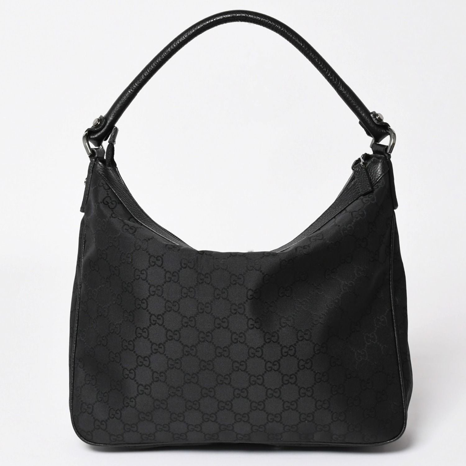 Gucci Hobo Handbag GG Canvas Leather Black Silver — view 2