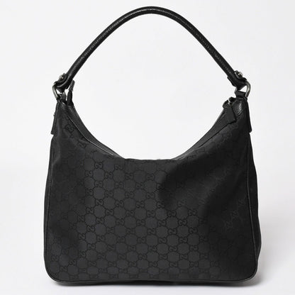 Gucci Hobo Handbag GG Canvas Leather Black Silver — view 2