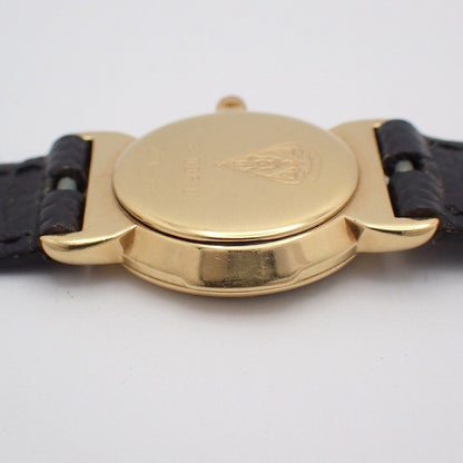 Gucci Quartz Watch Gold Black Dial Leather Strap — view 8