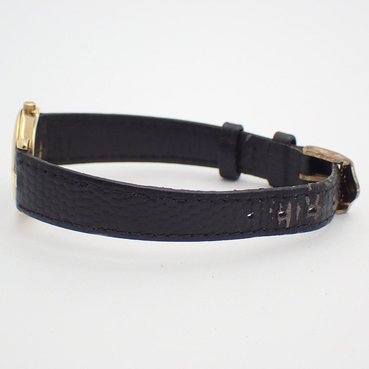 Gucci Quartz Watch Gold Black Dial Leather Strap — view 5