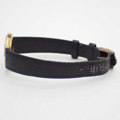 Gucci Quartz Watch Gold Black Dial Leather Strap — view 5