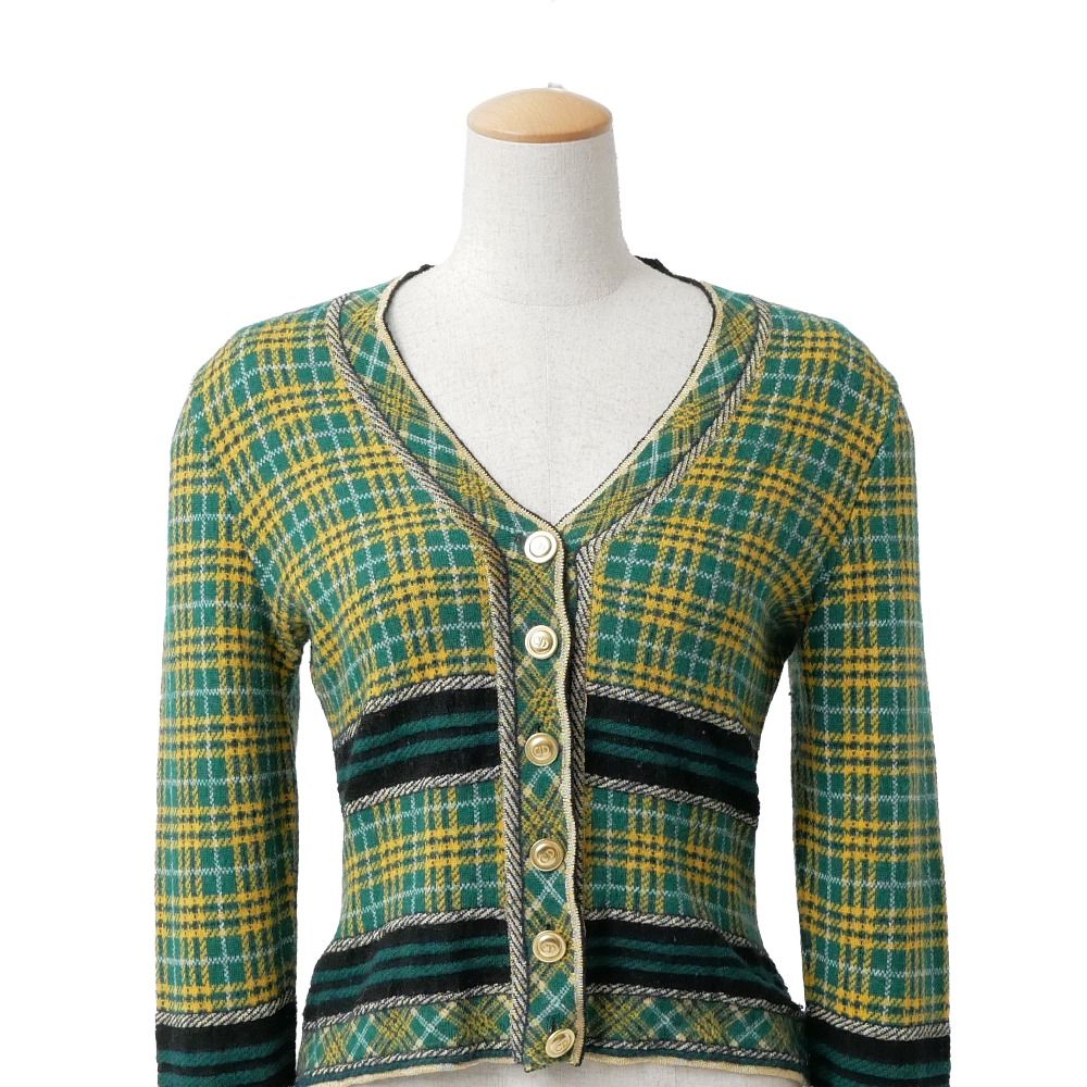 Dior Cardigan M CD Logo Button Plaid Pattern — view 2