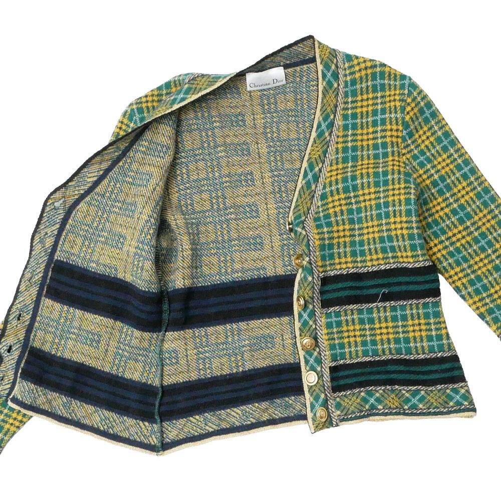 Dior Cardigan M CD Logo Button Plaid Pattern — view 6