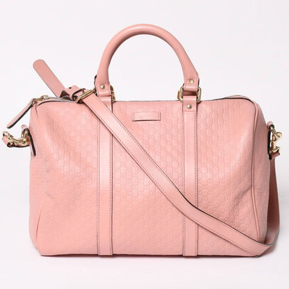 Gucci Shoulder Bag Mini Boston 2-Way Micro Guccissima Pink Leather