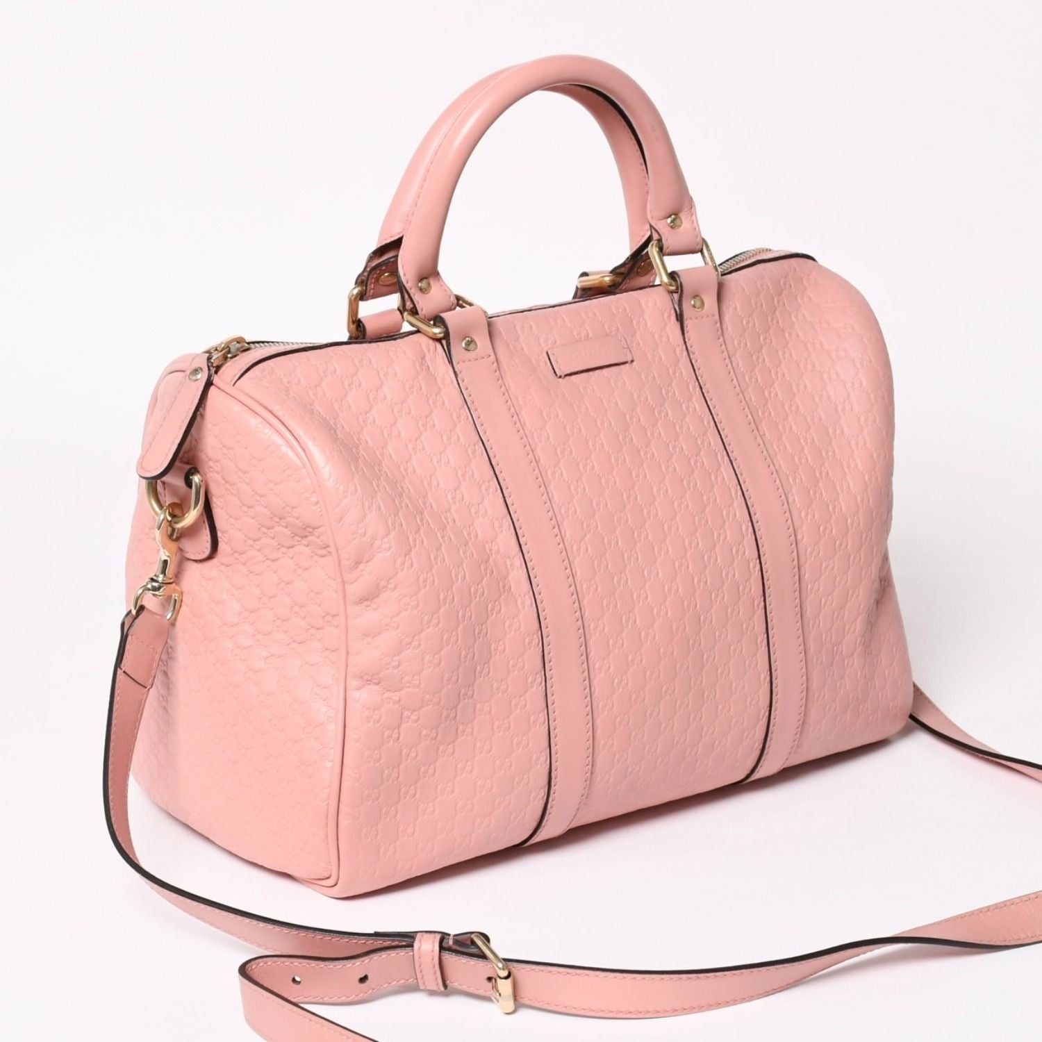 Gucci Shoulder Bag Mini Boston 2-Way Micro Guccissima Pink Leather — view 3